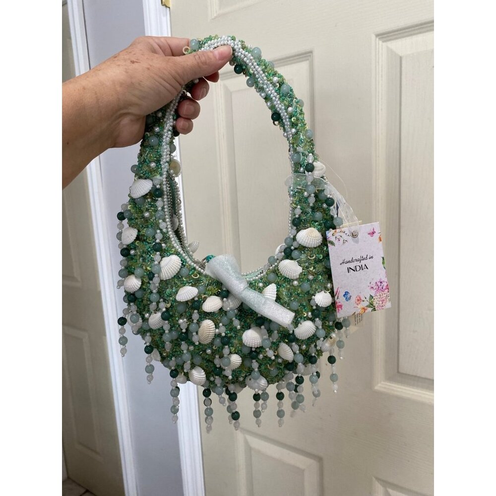 Viral Handcrafted in India Beaded Seashell Bag